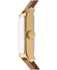 Dkny Women's Westside Maxi White Brown Leather Strap Watch, 41mm