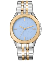Dkny Women's Brooklyn Midi Light Blue Dial Gold Two-Tone Stainless Steel Bracelet Watch 34mm