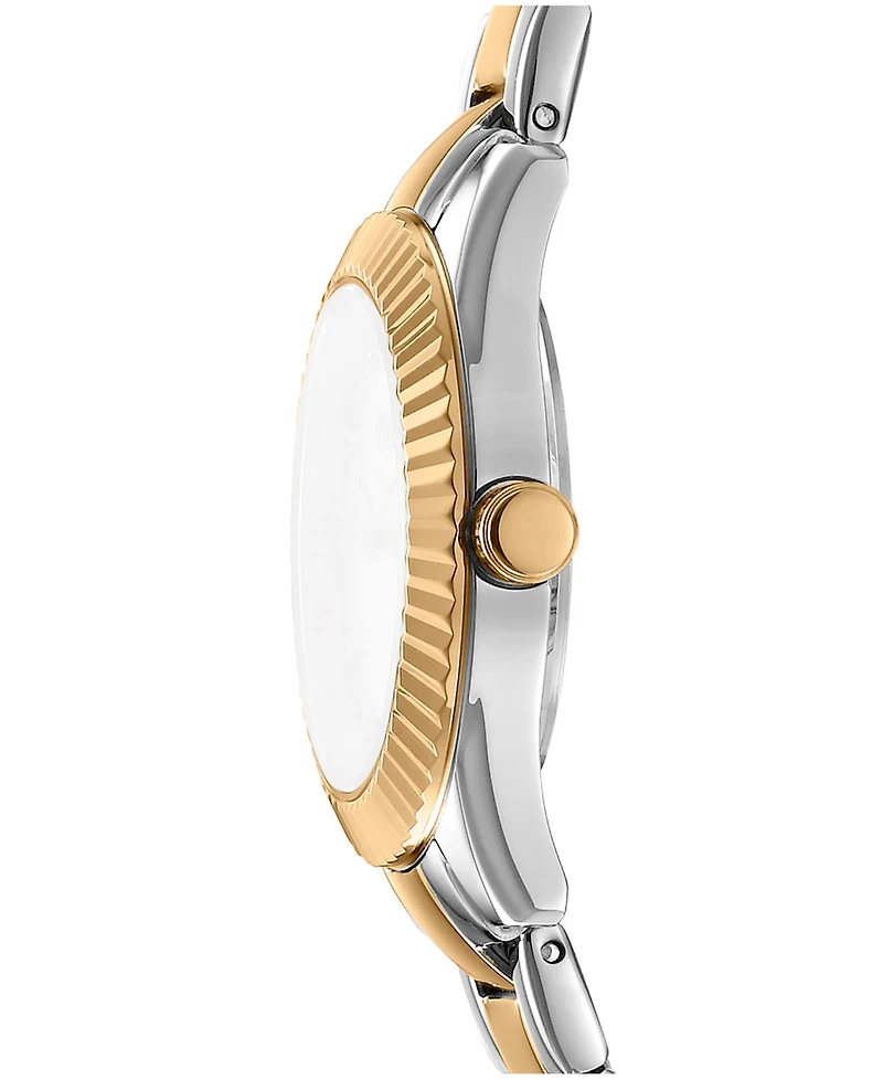 Dkny Women's Chambers Glitz Silver Dial Gold Two-Tone Stainless Steel Bracelet Watch 30mm