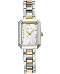 Dkny Women's Uptown Midi Silver Dial Gold-Tone Stainless Steel Bracelet Watch 22x35.5mm