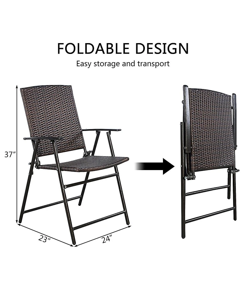 Set of 4 Rattan Folding Chairs