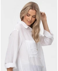 Pietro Brunelli Maternity Oversized Linen Blend Button-Front Lisa Shirt