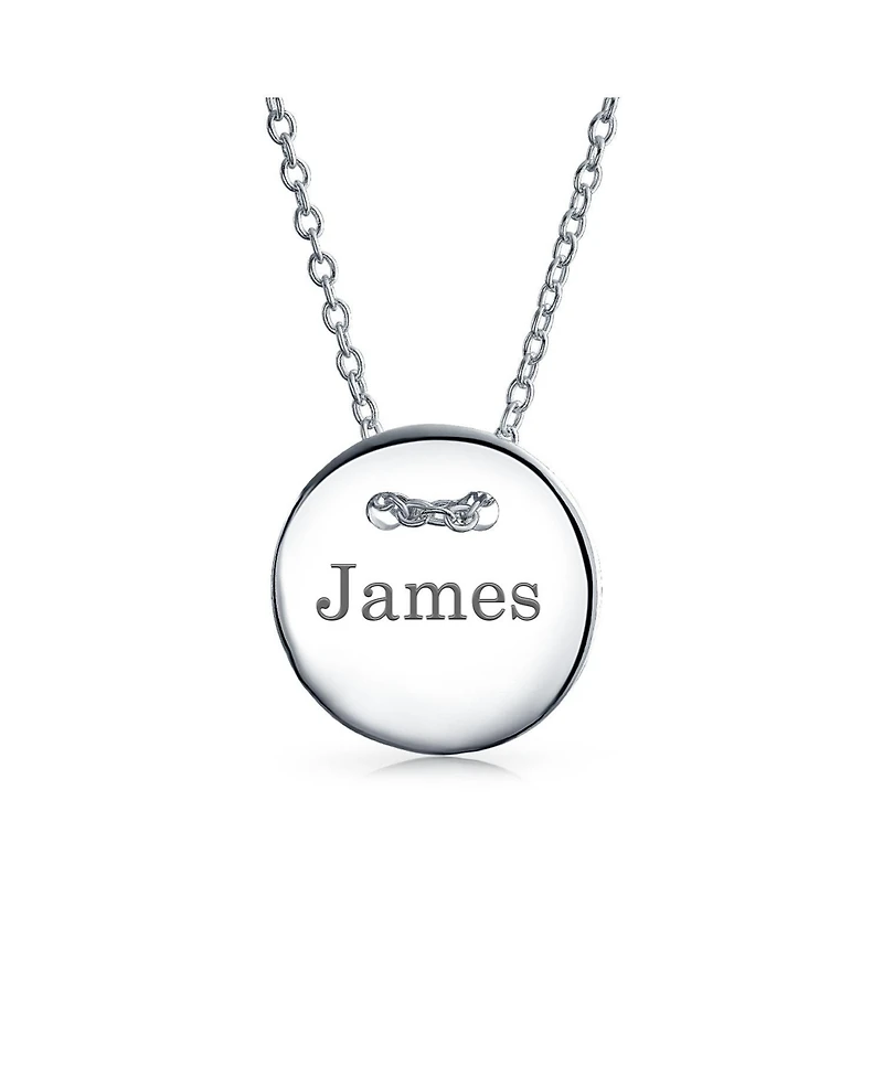 Bling Jewelry Minimalist Geometric Monogram Disc Pendant Necklace in Sterling Silver