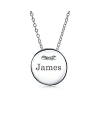 Bling Jewelry Minimalist Geometric Monogram Disc Pendant Necklace in Sterling Silver