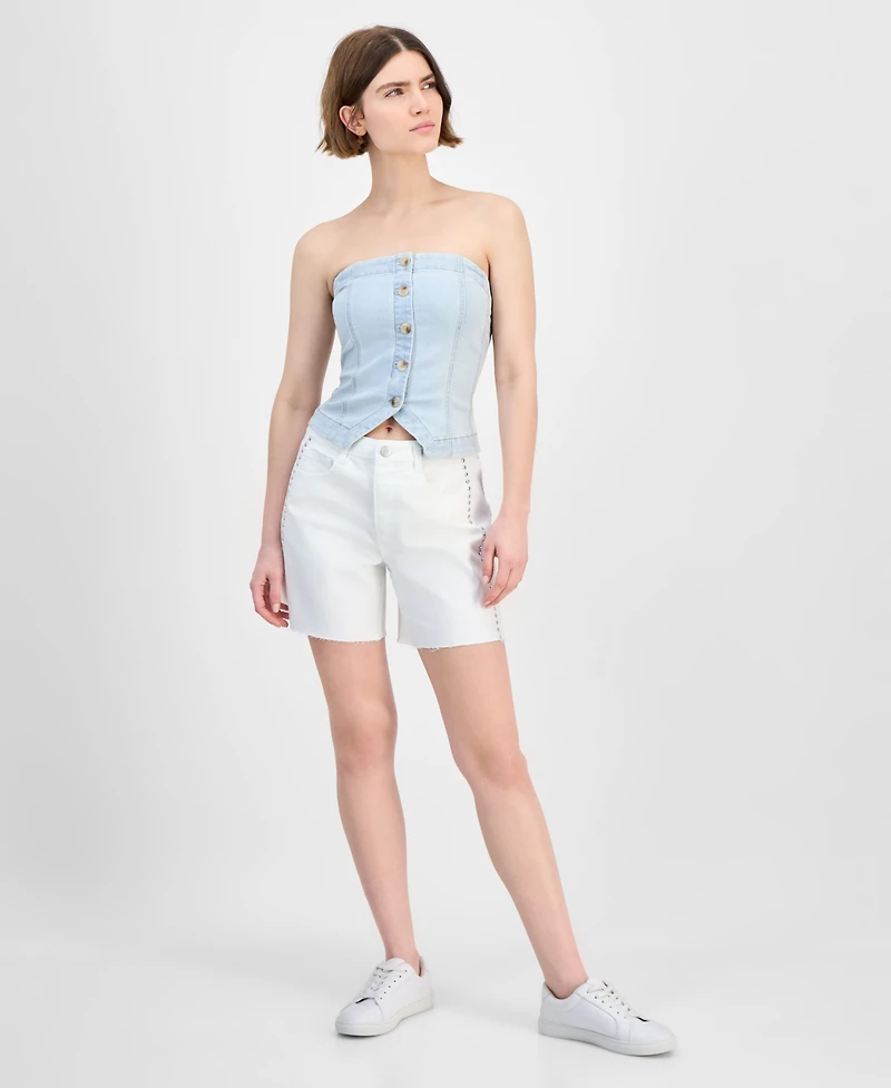 And Now This Women's Button-Front Smocked-Back Tube Top, Exclusively at Macy's