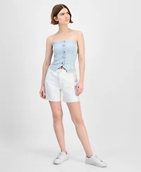 And Now This Women's Button-Front Smocked-Back Tube Top, Exclusively at Macy's