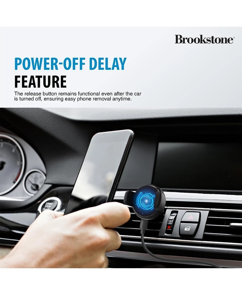 Brookstone 10W Wireless Charging 360 Degree Rotatating Secure Car Vent Mount