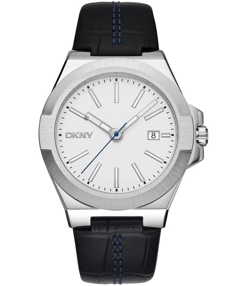 Dkny Men's Modernist Black Leather Strap Watch