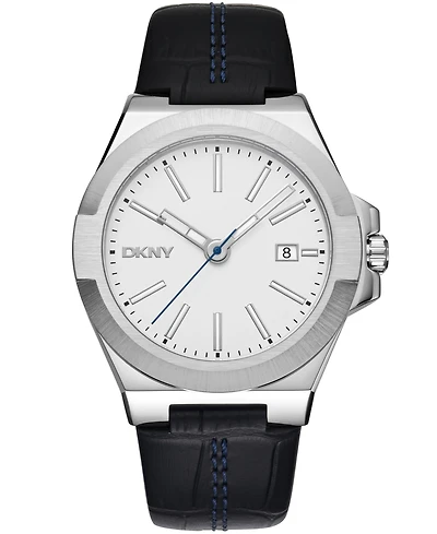 Dkny Men's Modernist Black Leather Strap Watch