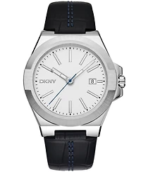 Dkny Men's Modernist Black Leather Strap Watch
