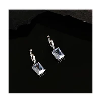 Sohi Women's Silver-Plated Stone Hoop Earrings