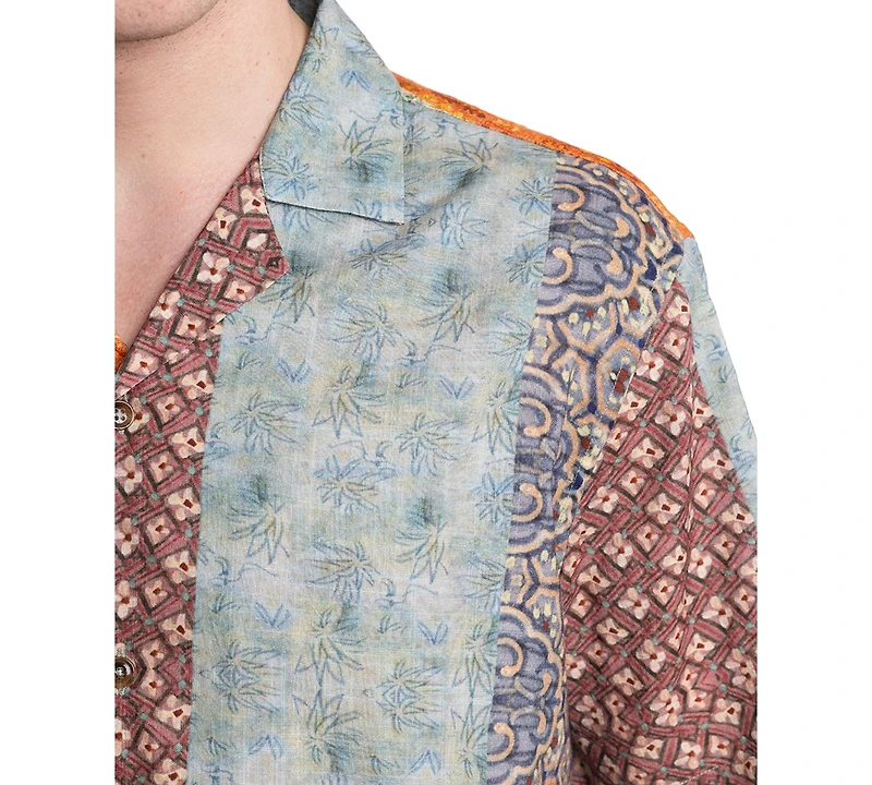 Paisley & Gray Men's Slim Fit Short Sleeve Multi-Pattern Button Front Camp Shirt