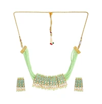 Sohi Women's Gold Plated Kundan Beaded Jewellery Set