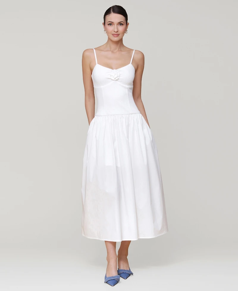 Avec Les Filles Women's Rosette-Trim Drop-Waist Midi Dress