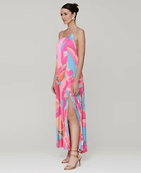 Avec Les Filles Women's Pleated Halter Maxi Dress