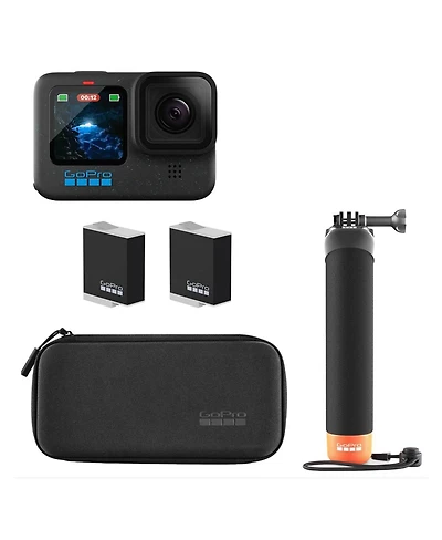 GoPro GoPro HERO12 Black Action Camera with Bundle, 2x Enduro Rechargeable Batteries, Go Pro Handler (Floating Hand Grip), Head Strap 2.0, Mounting Bu