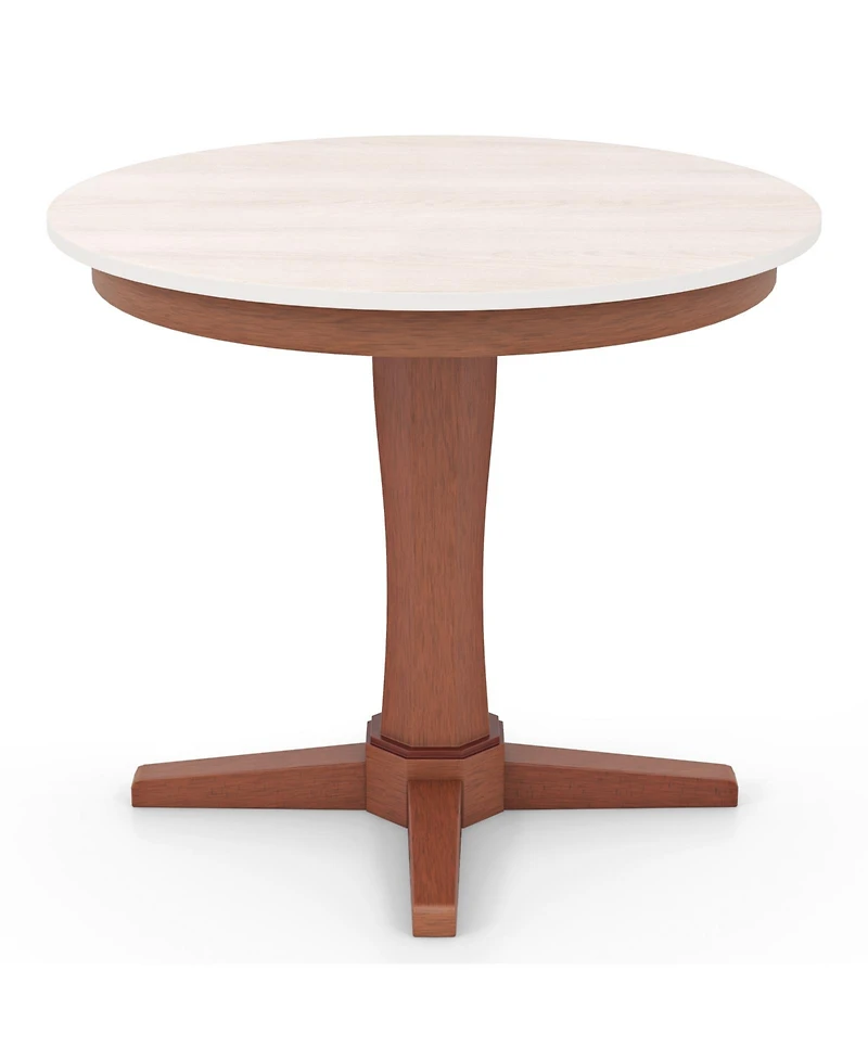 Wooden Round Dining Table with Pedestal Base