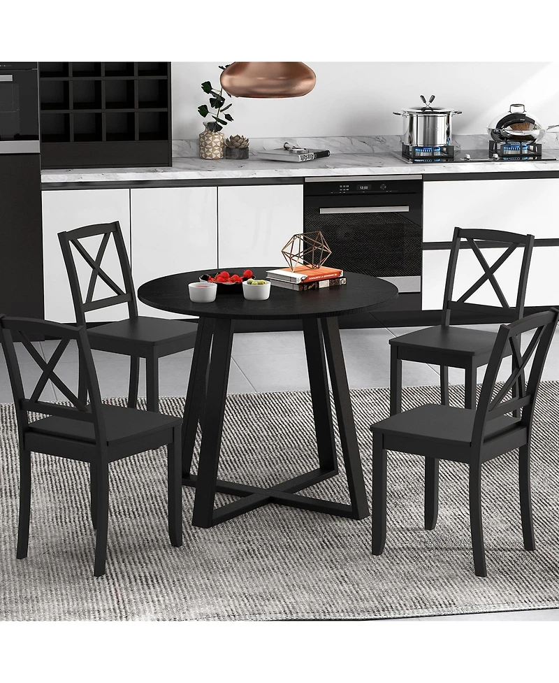 Mid-Century Round Dining Table with Pedestal Base for Dining Room