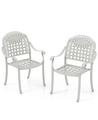 Set of 2 Cast Aluminum Patio Chairs with Armrests