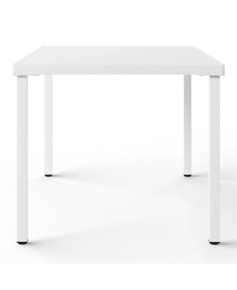 7-Piece Outdoor Rectangular Metal Patio Dining Table Set With Stackable Patio Chairs