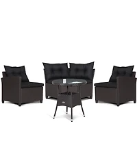 Gymax 4PCS Wicker Patio Sofa Set Rattan Outdoor Furniture Set w/ Cushions