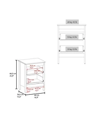Nogales NightStand with 2 Drawers, Withe