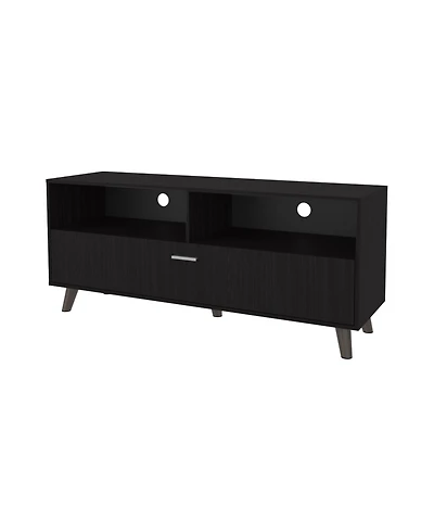 Black City Tv Stand 60" with Open Storage and 1 Door, Wengue