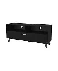 Black City Tv Stand 60" with Open Storage and 1 Door, Wengue