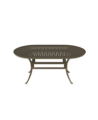 Mondawe 72-inch x 42-inch Oval Powder Coated Cast Aluminum Outdoor Dining Table with Umbrella Hole