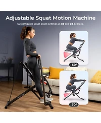 Sunny Health & Fitness Smart Full Motion Upright Row-n-Ride Squat Assist Trainer Machine