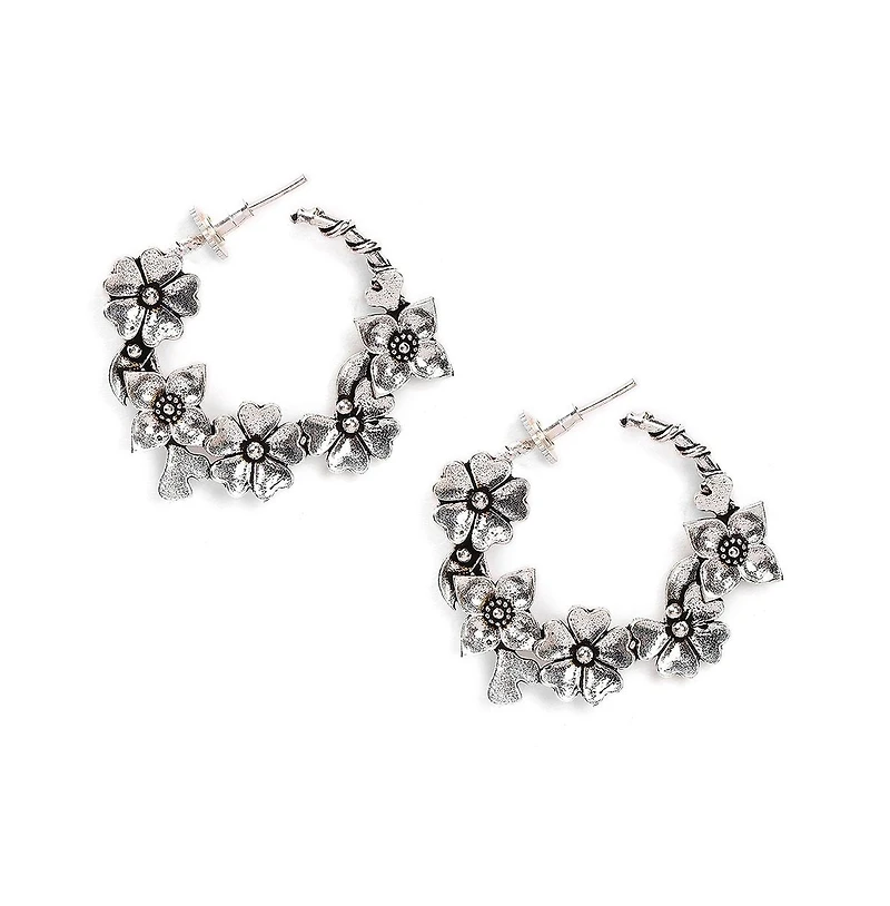 Sohi Women's Oxidised Hoop Earrings