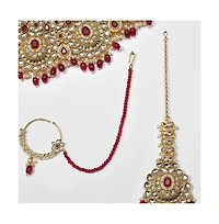 Sohi Women's Gold Plated Kundan Beaded Jewellery Set