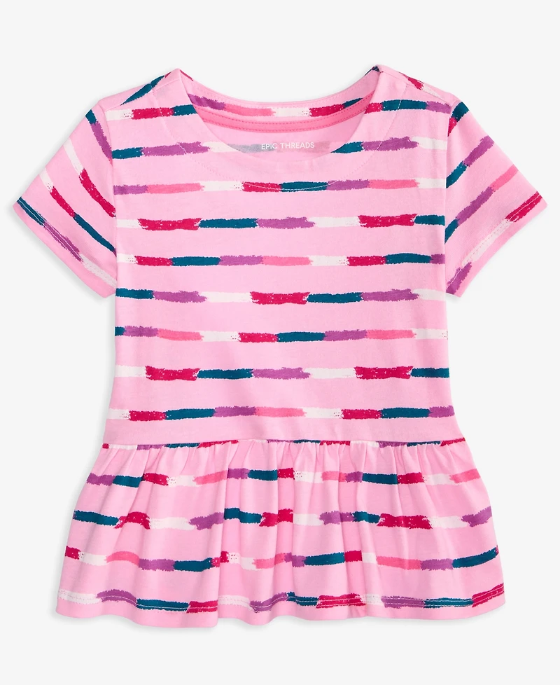 Epic Threads Toddler Girls Crayon Stripe Peplum Top, Exclusively at Macy's