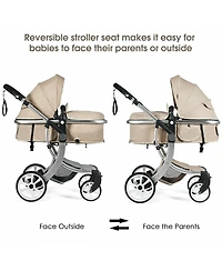 Costway Baby Folding Aluminum Bassinet Reversible Stroller