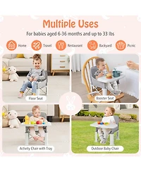 Costway Baby Travel Booster Seat with Double Tray Portable Folding Dining Chair
