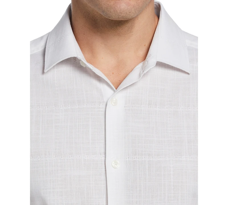 Perry Ellis Men's Cotton Slub Plaid Shirt