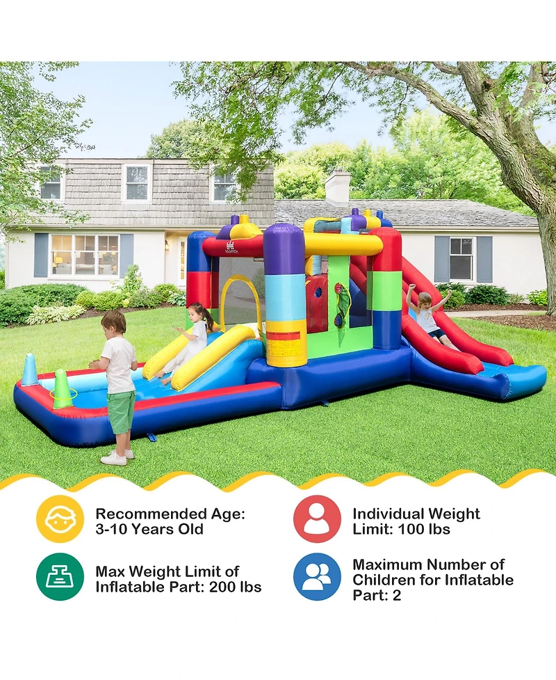 Costway Kids Multifunctional Inflatable Bounce Castle with 50 Ocean Balls & 735W Blower