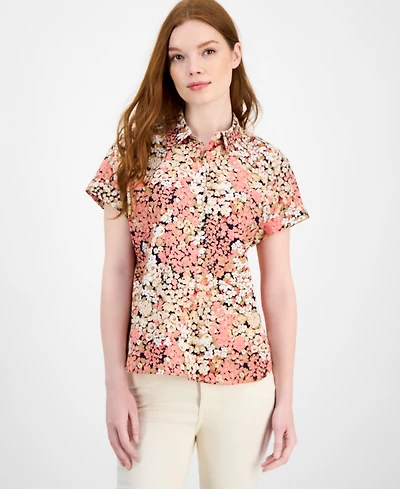 Tommy Hilfiger Women's Floral-Print Cotton Modern Camp Shirt
