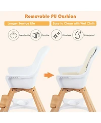 Costway Toddler 3-in-1 Convertible Wooden High Chair Tray Adjustable Legs