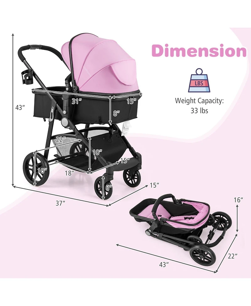 Costway Baby 2 In1 Foldable Stroller Travel Newborn