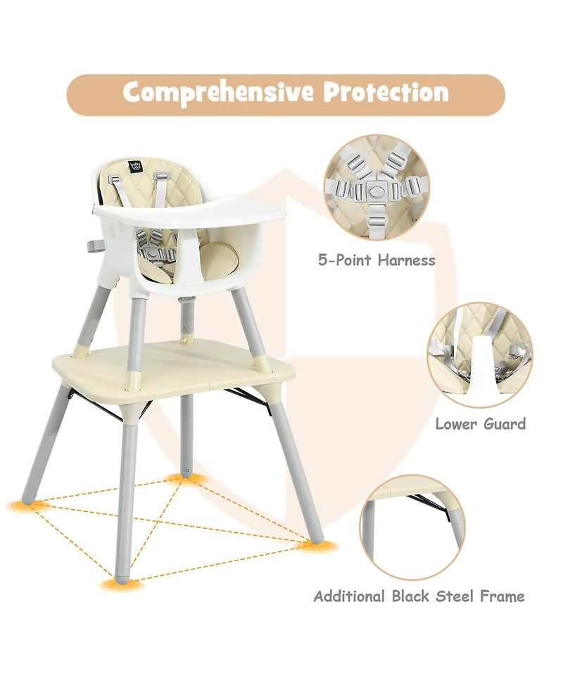 Costway Toddler 4 in 1 High Chair Convertible Table Chair Set