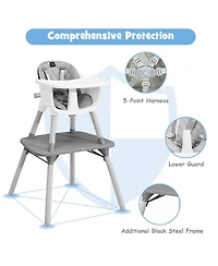 Costway Toddler 4 in 1 High Chair Convertible Table Chair Set with Pu Cushion