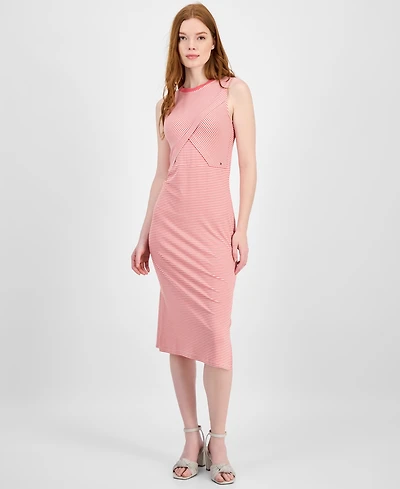 Tommy Hilfiger Women's Striped Crossover Midi Dress