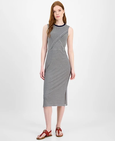 Tommy Hilfiger Women's Striped Crossover Midi Dress