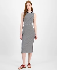 Tommy Hilfiger Women's Striped Crossover Midi Dress
