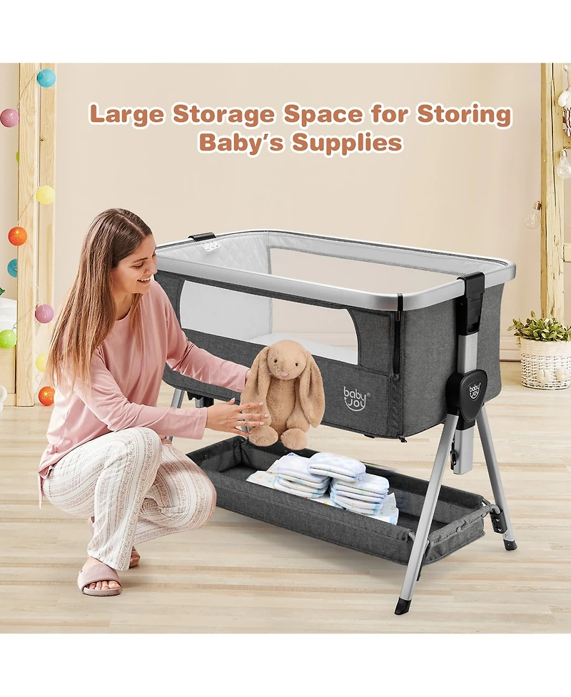 Costway Baby Bed Side Crib Portable Adjustable Travel Sleeper Bassinet