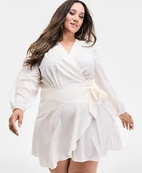 Nina Parker Trendy Plus Crinkle Wrap Dress