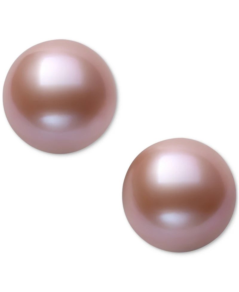 Belle de Mer Pearl Earrings, 14k Gold Cultured Freshwater Pearl Stud Earrings (10mm) (Also Available in Pink Cultured Freshwater Pearl)