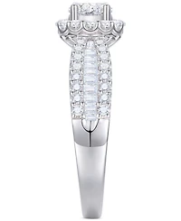 Diamond Oval Halo Three Row Engagement Ring (1 ct. t.w.) 14k Yellow or White Gold
