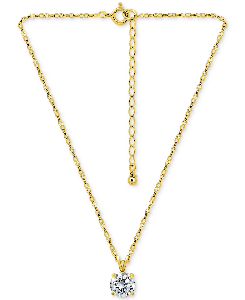 Giani Bernini Cubic Zirconia Solitaire Pendant Necklace 18k Gold-Plated Sterling Silver (also Silver), 16" + 2" extender, Exclusively a